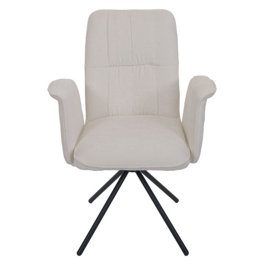 Cosmo Casa - Set van 2 Eetkamerstoelen - Roterende Armleuning met Auto-Return - Chenille Textiel - Crème