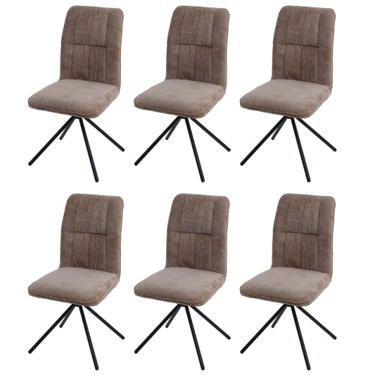 Cosmo Casa - Set van 6 Eetkamerstoelen - Draaibare Keukenstoel met Auto-Return - Chenille Textiel - Lichtbruin