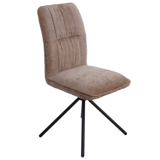 Cosmo Casa - Set van 2 Eetkamerstoelen - Draaibare Keukenstoel met Auto-Return - Chenille Textiel - Lichtbruin