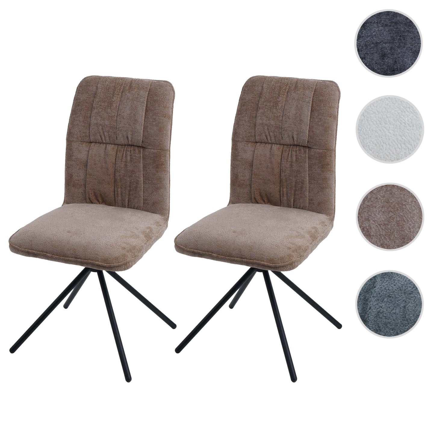 Cosmo Casa - Set van 2 Eetkamerstoelen - Draaibare Keukenstoel met Auto-Return - Chenille Textiel - Lichtbruin