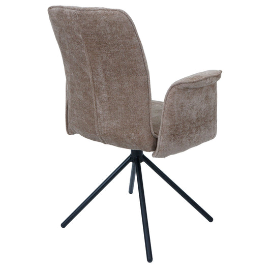 Cosmo Casa - Set van 2 Eetkamerstoelen - Roterende Armleuning met Auto-Return - Chenille Textiel - Lichtbruin
