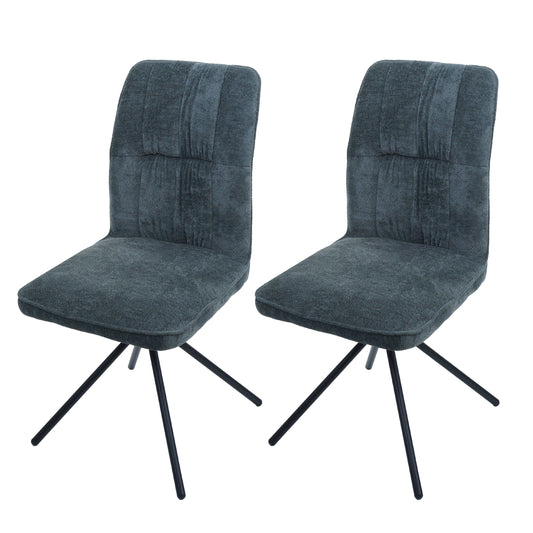 Cosmo Casa - Set van 2 Eetkamerstoelen - Draaibare Keukenstoel met Auto-Return - Chenille Textiel - Blauwgroen