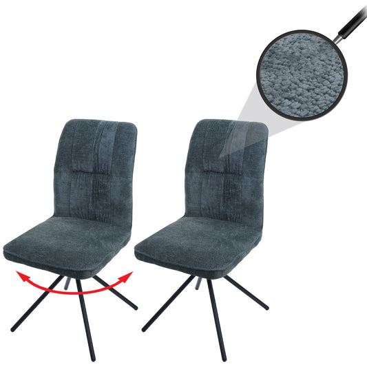 Cosmo Casa - Set van 2 Eetkamerstoelen - Draaibare Keukenstoel met Auto-Return - Chenille Textiel - Blauwgroen