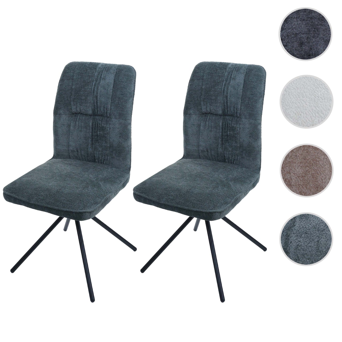 Cosmo Casa - Set van 2 Eetkamerstoelen - Draaibare Keukenstoel met Auto-Return - Chenille Textiel - Blauwgroen