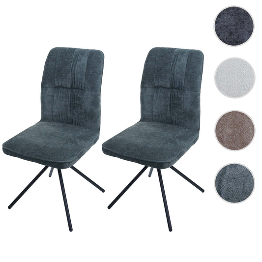 Cosmo Casa - Set van 2 Eetkamerstoelen - Draaibare Keukenstoel met Auto-Return - Chenille Textiel - Blauwgroen