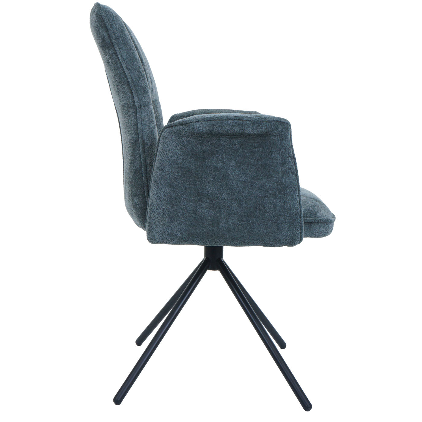 Cosmo Casa - Set van 2 Eetkamerstoelen - Roterende Armleuning met Auto-Return - Chenille Textiel - Blauwgroen