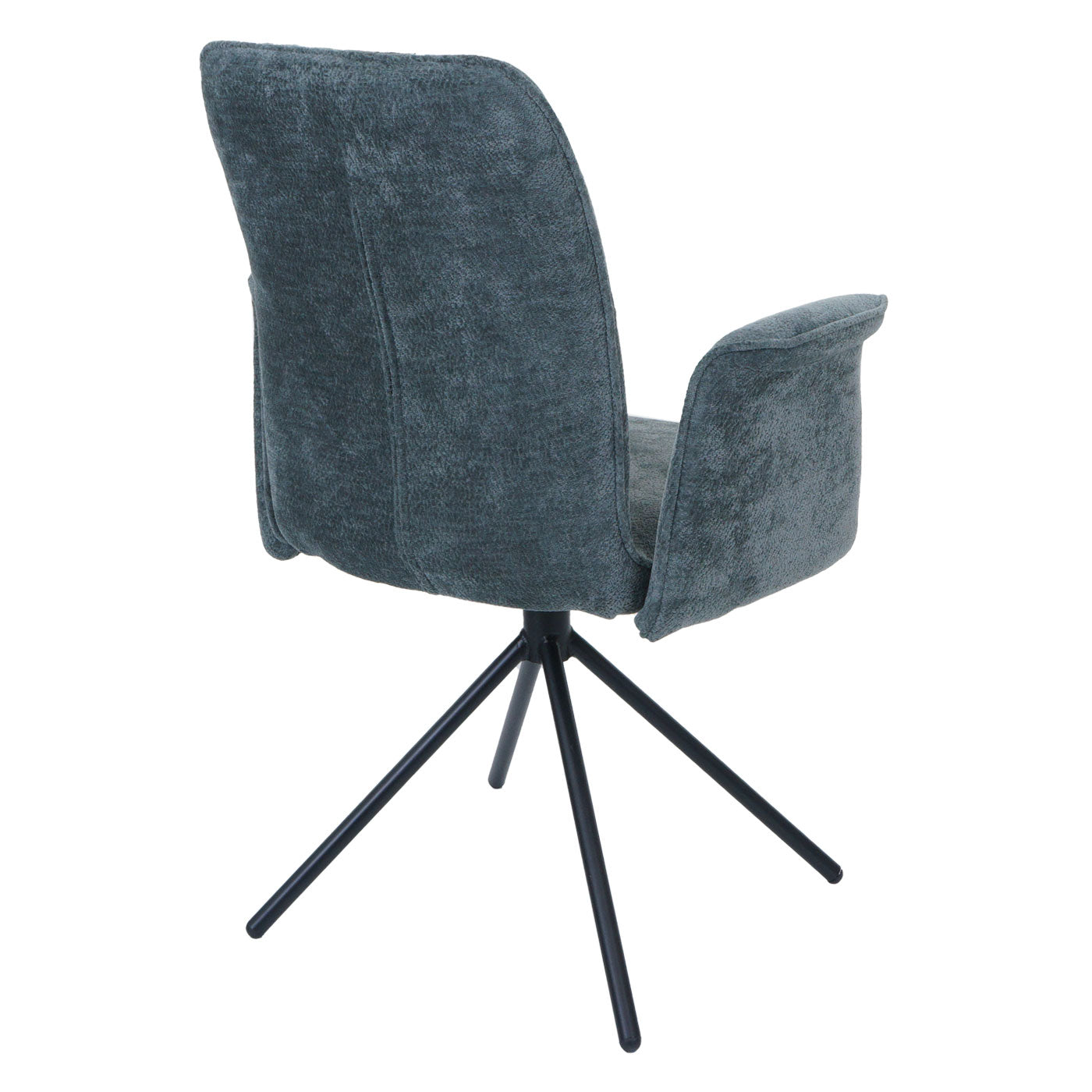 Cosmo Casa - Set van 2 Eetkamerstoelen - Roterende Armleuning met Auto-Return - Chenille Textiel - Blauwgroen