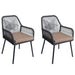 Cosmo Casa - Set van 2 Tuinstoelen - Zitkussens - Aluminium - Touwgaas - Antraciet - Taupe Bekleding