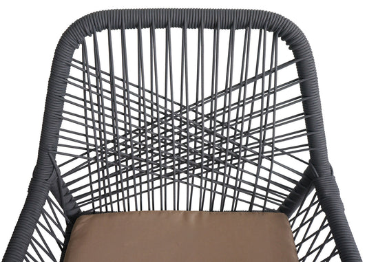 Cosmo Casa - Set van 2 Tuinstoelen - Zitkussens - Aluminium - Touwgaas - Antraciet - Taupe Bekleding