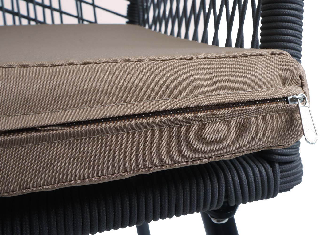 Cosmo Casa - Set van 2 Tuinstoelen - Zitkussens - Aluminium - Touwgaas - Antraciet - Taupe Bekleding