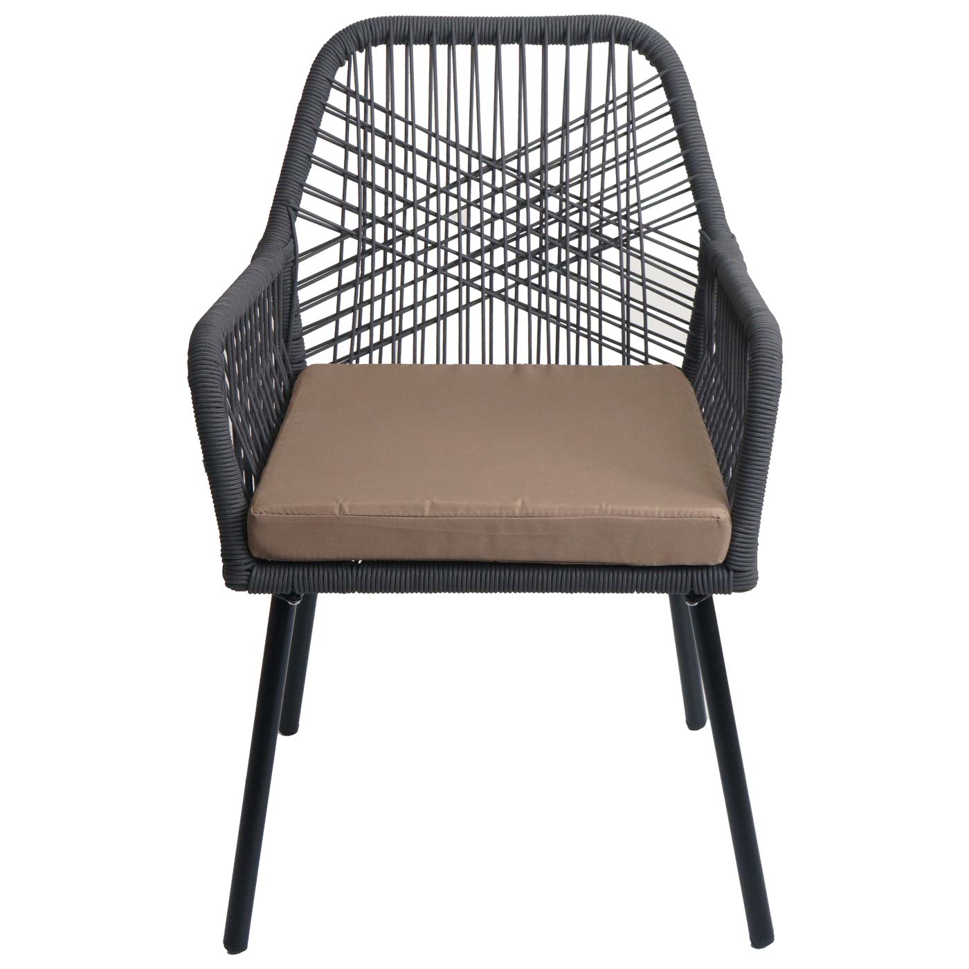 Cosmo Casa - Set van 2 Tuinstoelen - Zitkussens - Aluminium - Touwgaas - Antraciet - Taupe Bekleding