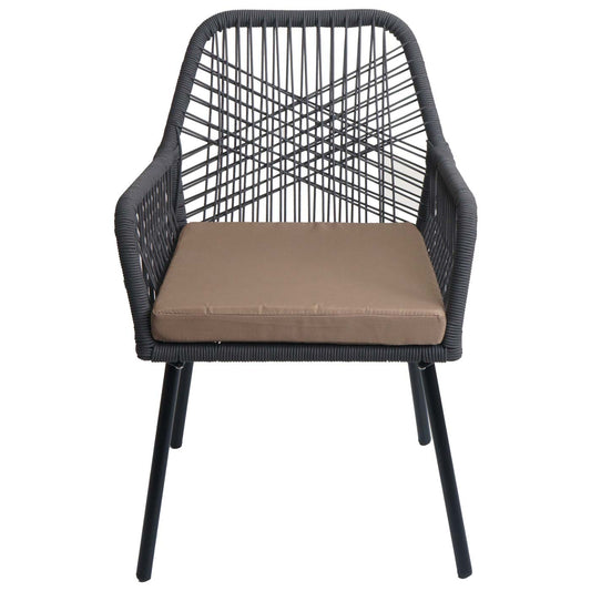 Cosmo Casa - Set van 2 Tuinstoelen - Zitkussens - Aluminium - Touwgaas - Antraciet - Taupe Bekleding