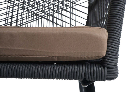 Cosmo Casa - Set van 2 Tuinstoelen - Zitkussens - Aluminium - Touwgaas - Antraciet - Taupe Bekleding