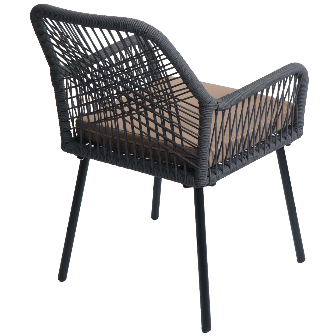 Cosmo Casa - Set van 2 Tuinstoelen - Zitkussens - Aluminium - Touwgaas - Antraciet - Taupe Bekleding