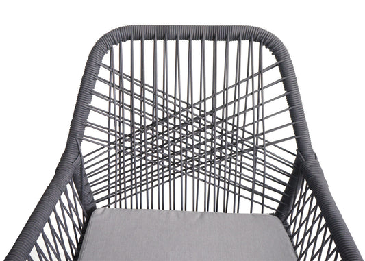 Cosmo Casa - Set van 2 Tuinstoelen - Zitkussens - Aluminium - Touwgaas - Antraciet - Lichtgrijze Bekleding