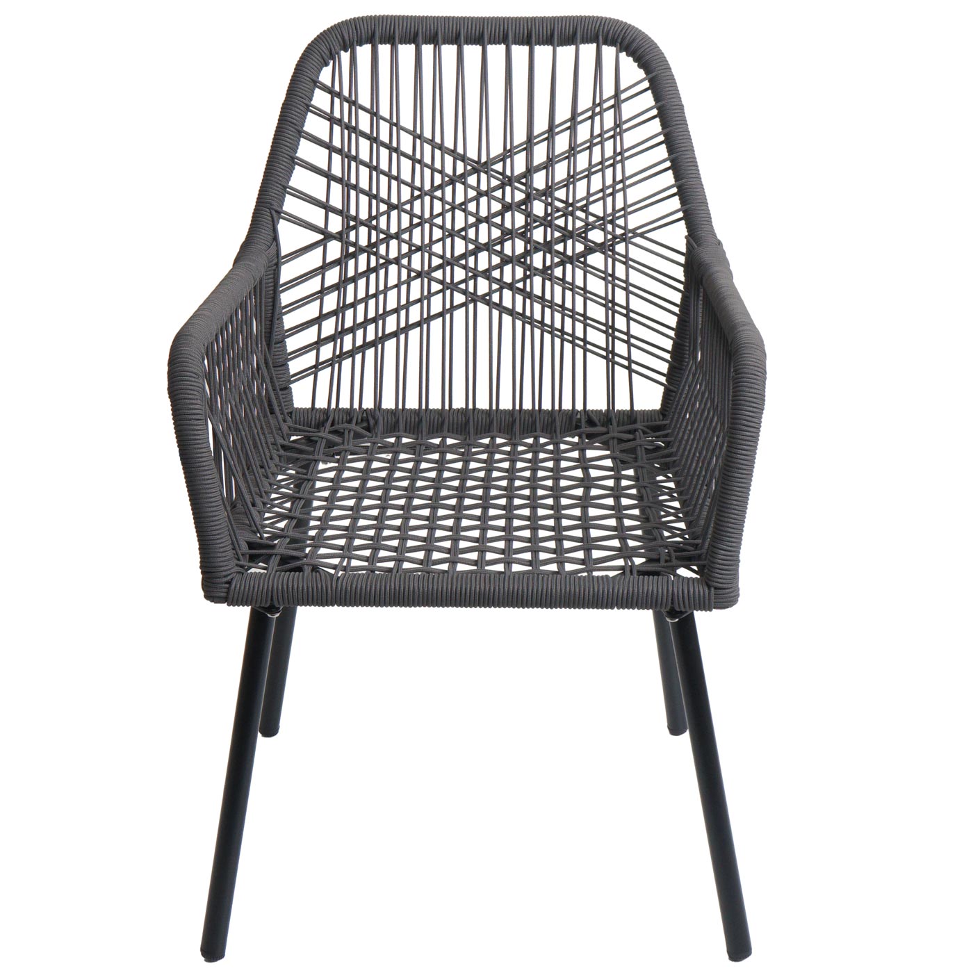 Cosmo Casa - Set van 2 Tuinstoelen - Zitkussens - Aluminium - Touwgaas - Antraciet - Lichtgrijze Bekleding