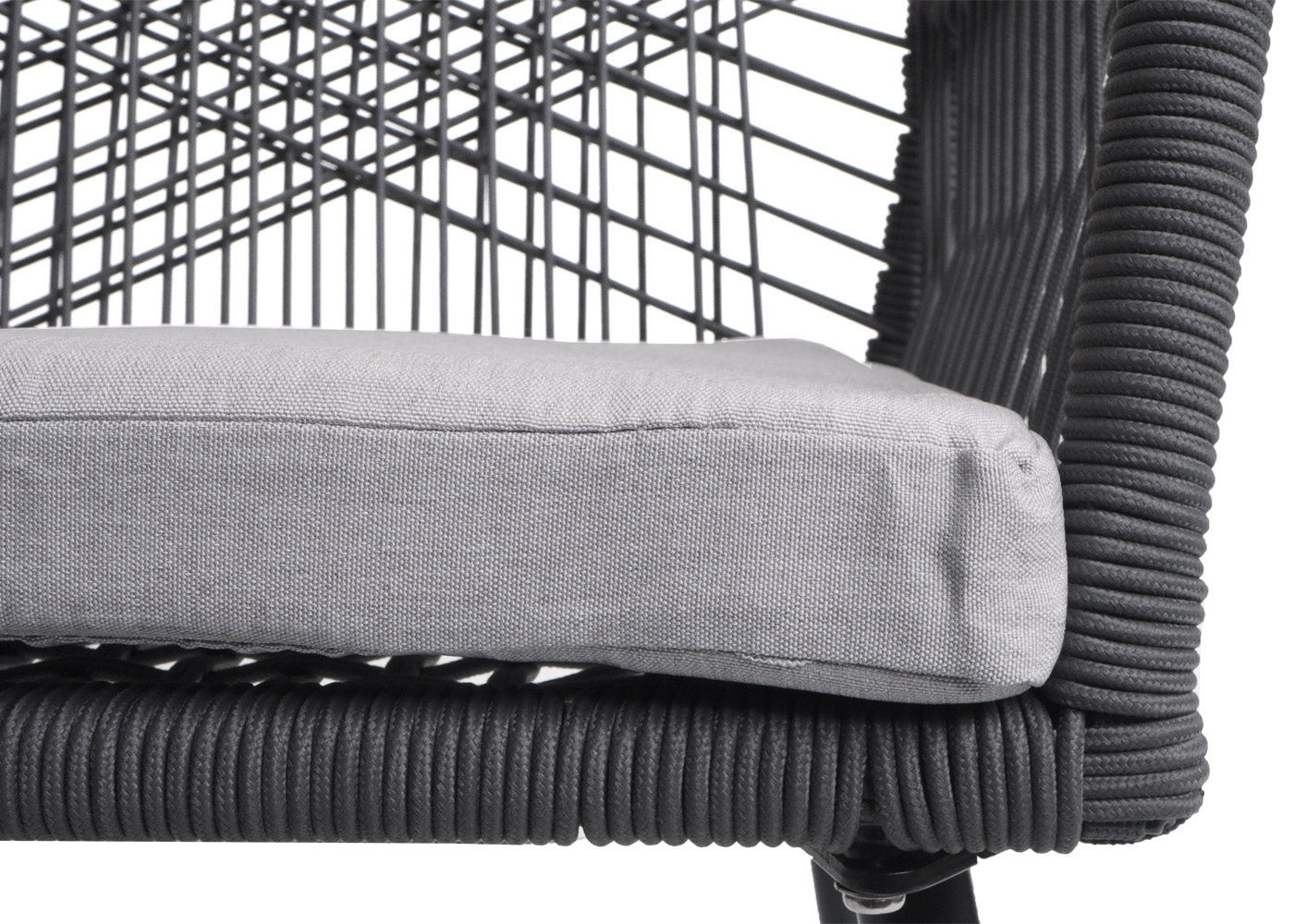 Cosmo Casa - Set van 2 Tuinstoelen - Zitkussens - Aluminium - Touwgaas - Antraciet - Lichtgrijze Bekleding