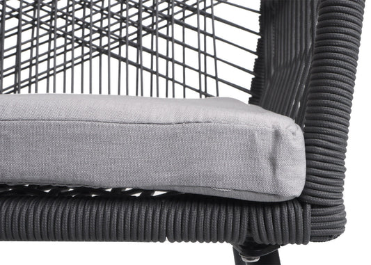 Cosmo Casa - Set van 2 Tuinstoelen - Zitkussens - Aluminium - Touwgaas - Antraciet - Lichtgrijze Bekleding