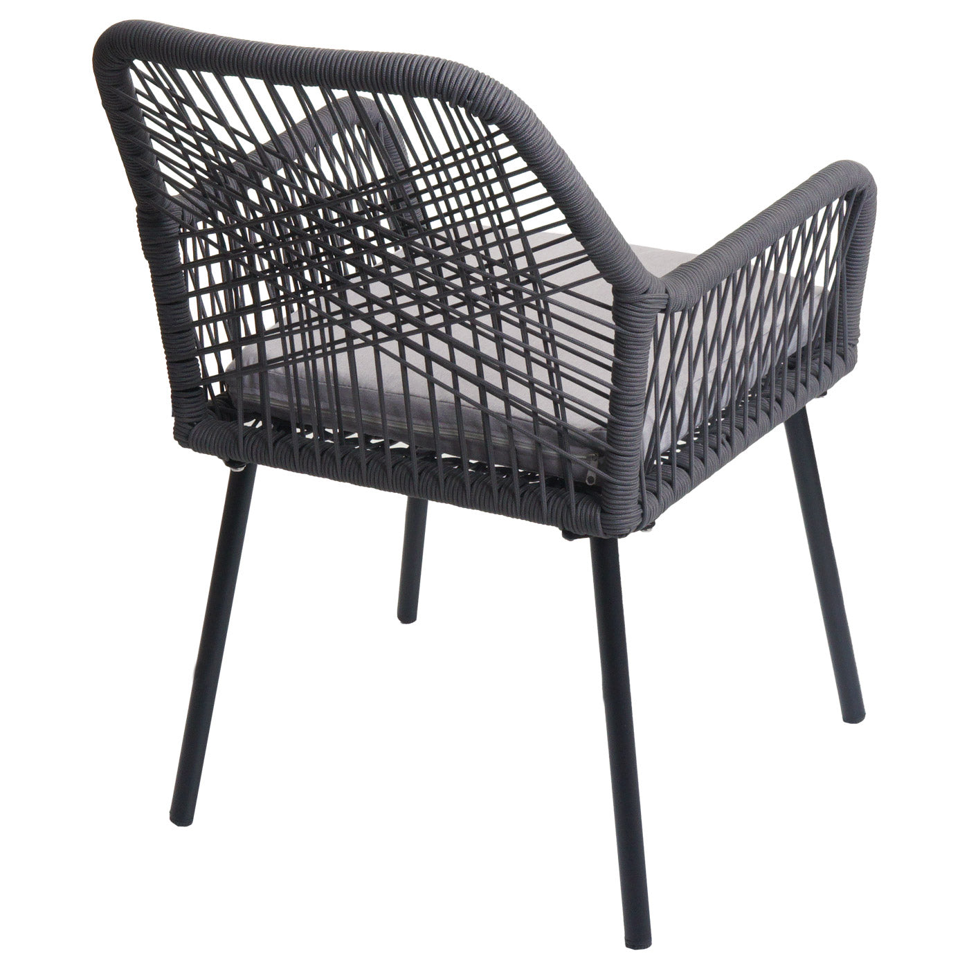 Cosmo Casa - Set van 2 Tuinstoelen - Zitkussens - Aluminium - Touwgaas - Antraciet - Lichtgrijze Bekleding