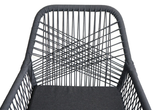 Cosmo Casa - Set van 2 Tuinstoelen - Zitbekleding - Aluminium - Touwgaas - Antraciet - Donkergrijze Bekleding