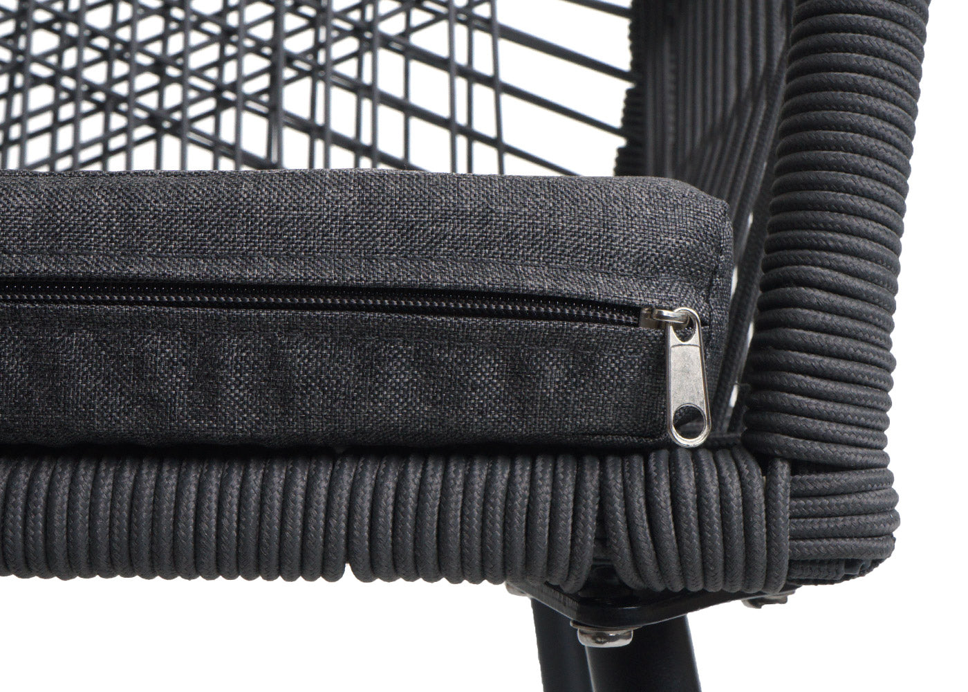 Cosmo Casa - Set van 2 Tuinstoelen - Zitbekleding - Aluminium - Touwgaas - Antraciet - Donkergrijze Bekleding