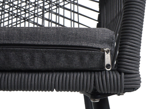 Cosmo Casa - Set van 2 Tuinstoelen - Zitbekleding - Aluminium - Touwgaas - Antraciet - Donkergrijze Bekleding
