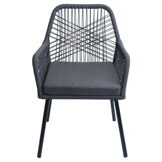 Cosmo Casa - Set van 2 Tuinstoelen - Zitbekleding - Aluminium - Touwgaas - Antraciet - Donkergrijze Bekleding