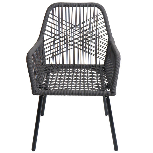 Cosmo Casa - Set van 2 Tuinstoelen - Zitbekleding - Aluminium - Touwgaas - Antraciet - Donkergrijze Bekleding