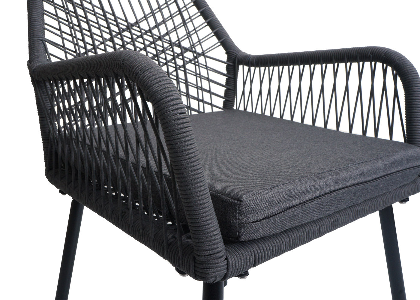 Cosmo Casa - Set van 2 Tuinstoelen - Zitbekleding - Aluminium - Touwgaas - Antraciet - Donkergrijze Bekleding