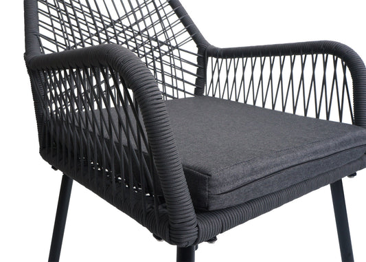 Cosmo Casa - Set van 2 Tuinstoelen - Zitbekleding - Aluminium - Touwgaas - Antraciet - Donkergrijze Bekleding