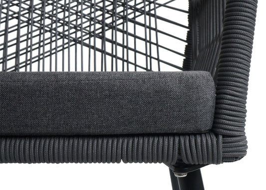 Cosmo Casa - Set van 2 Tuinstoelen - Zitbekleding - Aluminium - Touwgaas - Antraciet - Donkergrijze Bekleding