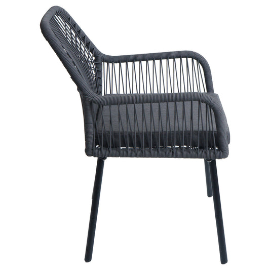 Cosmo Casa - Set van 2 Tuinstoelen - Zitbekleding - Aluminium - Touwgaas - Antraciet - Donkergrijze Bekleding
