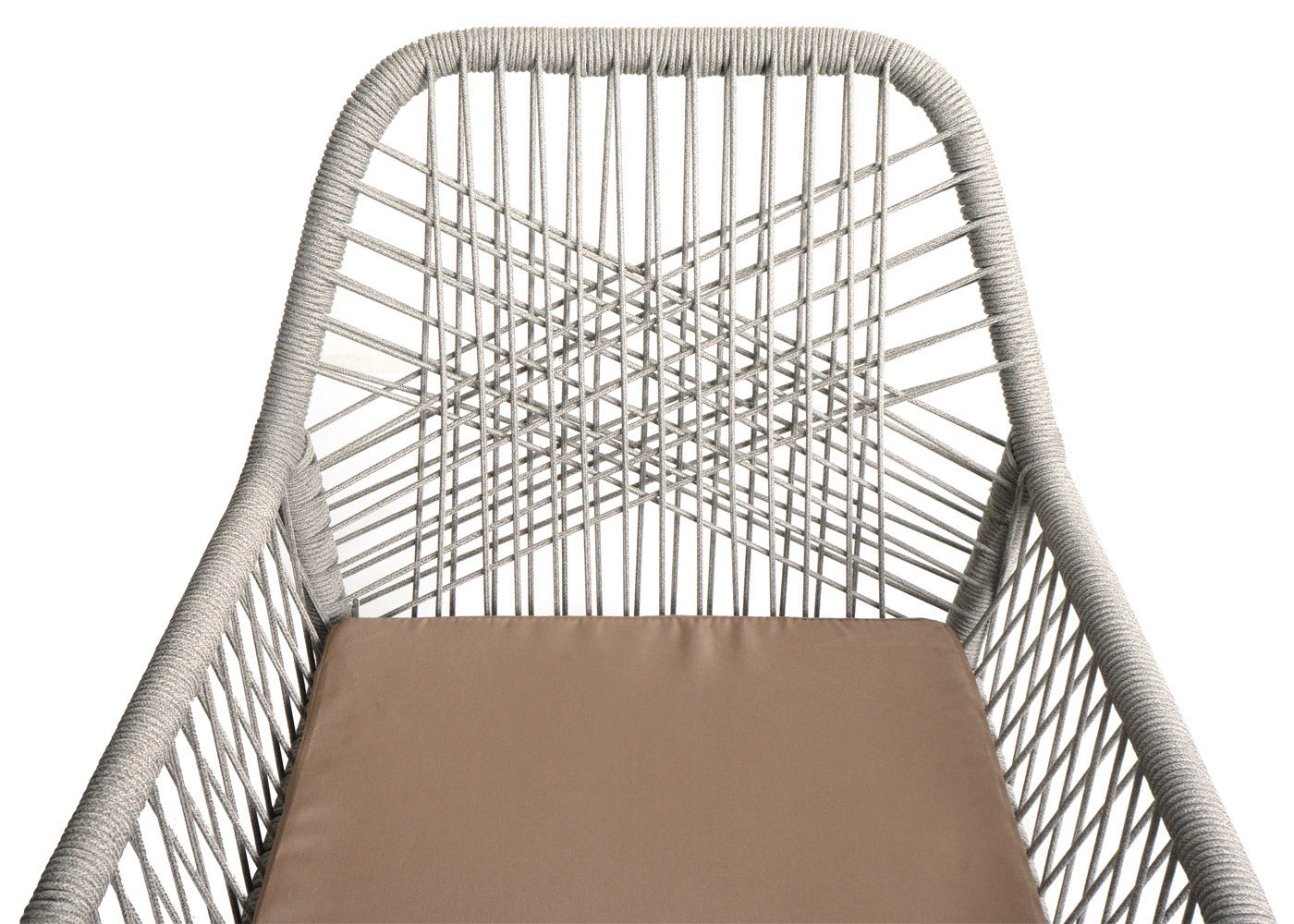 Cosmo Casa - Set van 2 Tuinstoelen - Zitkussens - Aluminium - Touwgaas - Lichtgrijs - Taupe Bekleding