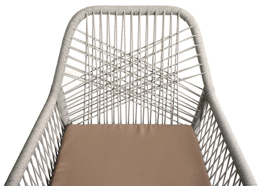 Cosmo Casa - Set van 2 Tuinstoelen - Zitkussens - Aluminium - Touwgaas - Lichtgrijs - Taupe Bekleding