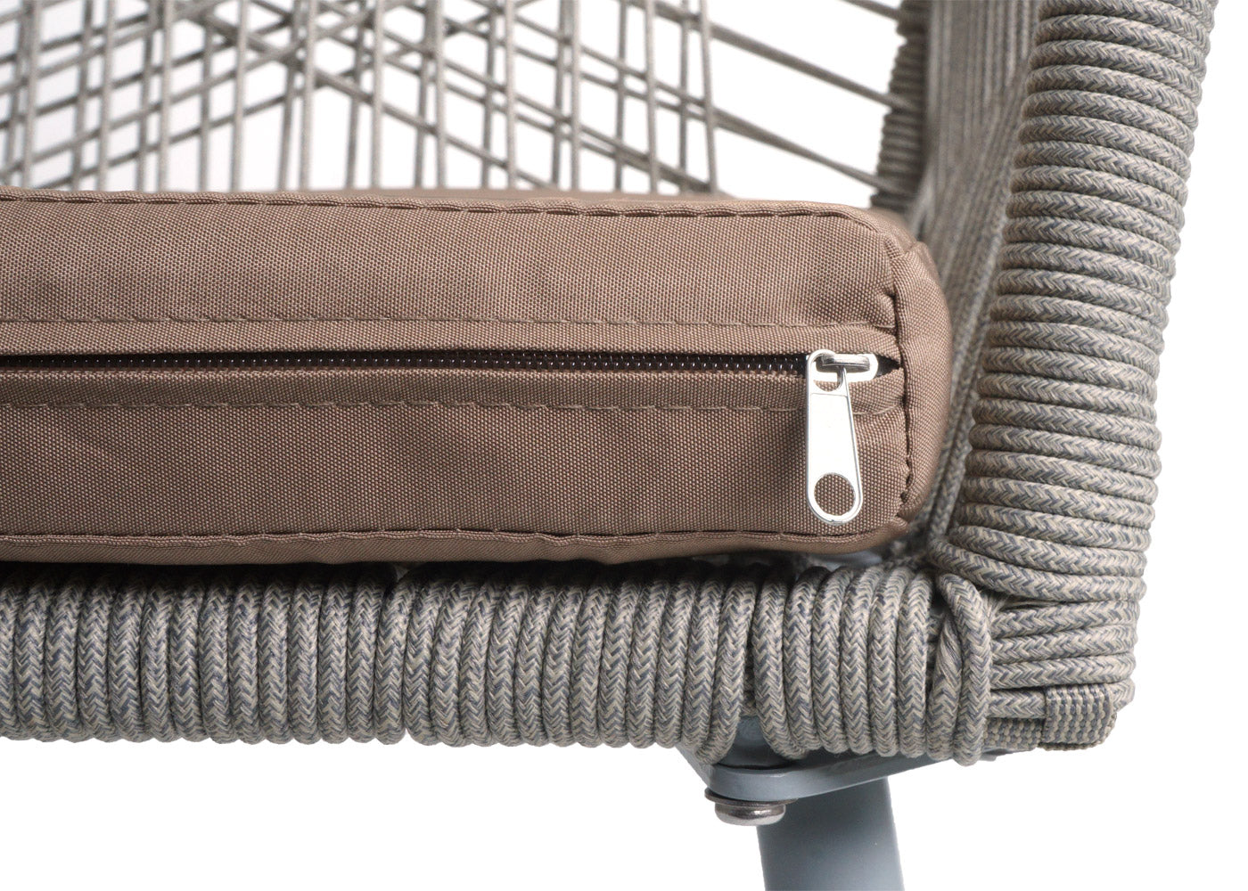 Cosmo Casa - Set van 2 Tuinstoelen - Zitkussens - Aluminium - Touwgaas - Lichtgrijs - Taupe Bekleding