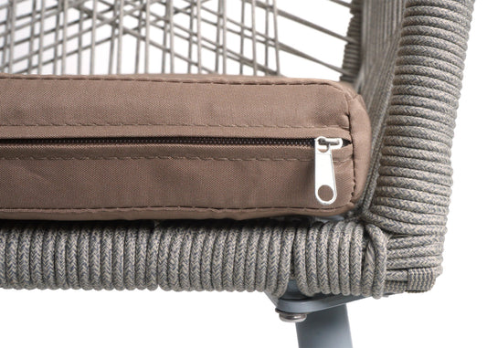 Cosmo Casa - Set van 2 Tuinstoelen - Zitkussens - Aluminium - Touwgaas - Lichtgrijs - Taupe Bekleding