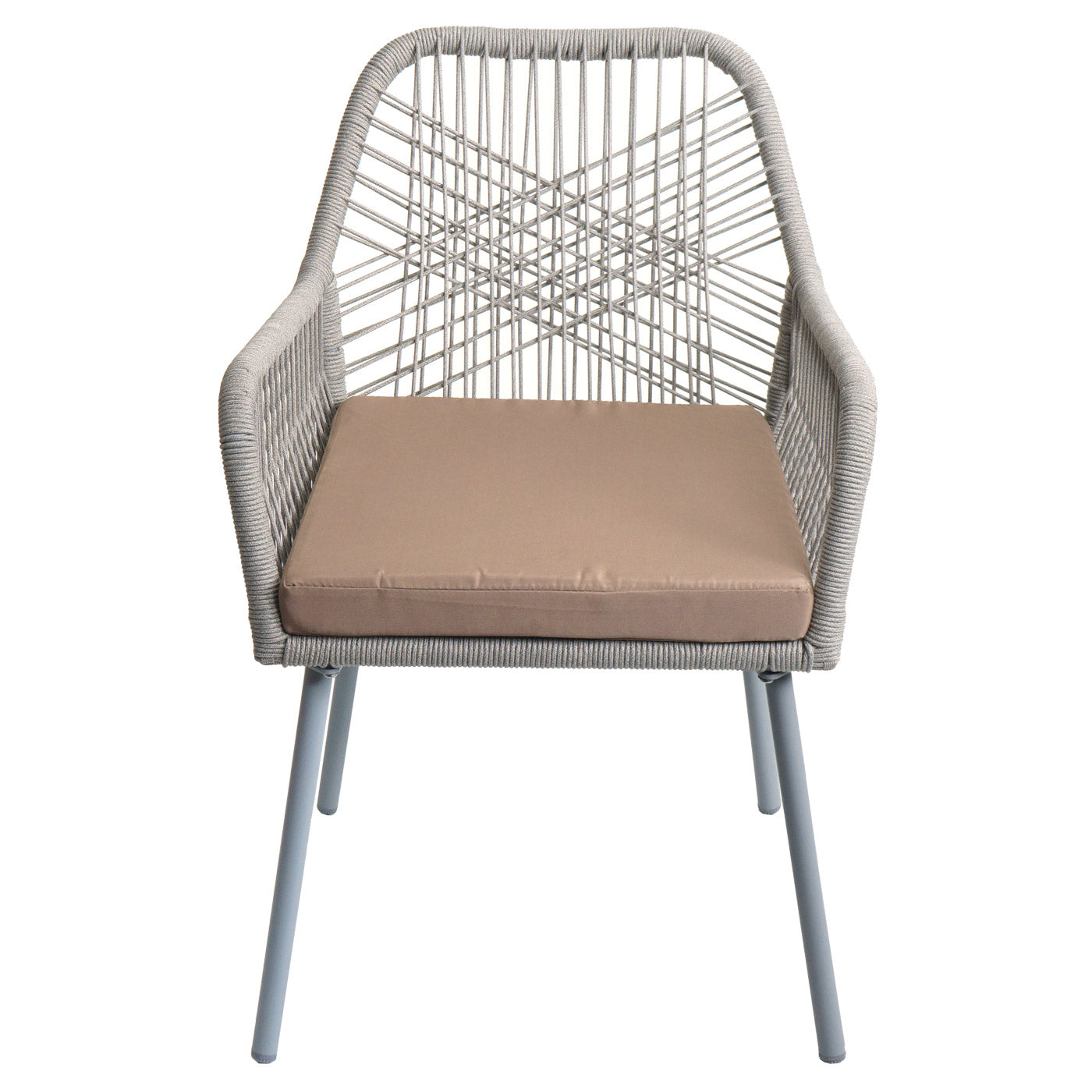 Cosmo Casa - Set van 2 Tuinstoelen - Zitkussens - Aluminium - Touwgaas - Lichtgrijs - Taupe Bekleding