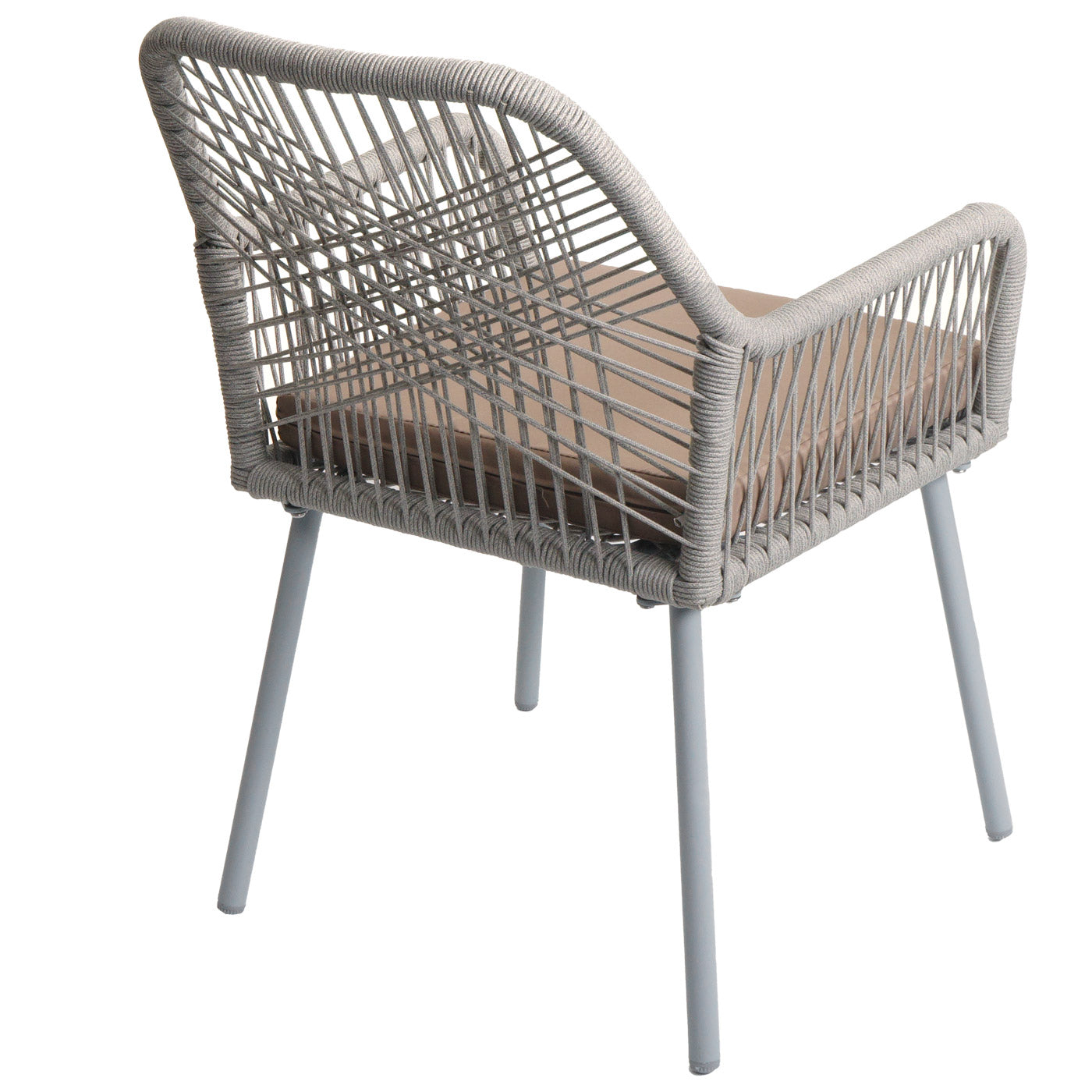 Cosmo Casa - Set van 2 Tuinstoelen - Zitkussens - Aluminium - Touwgaas - Lichtgrijs - Taupe Bekleding