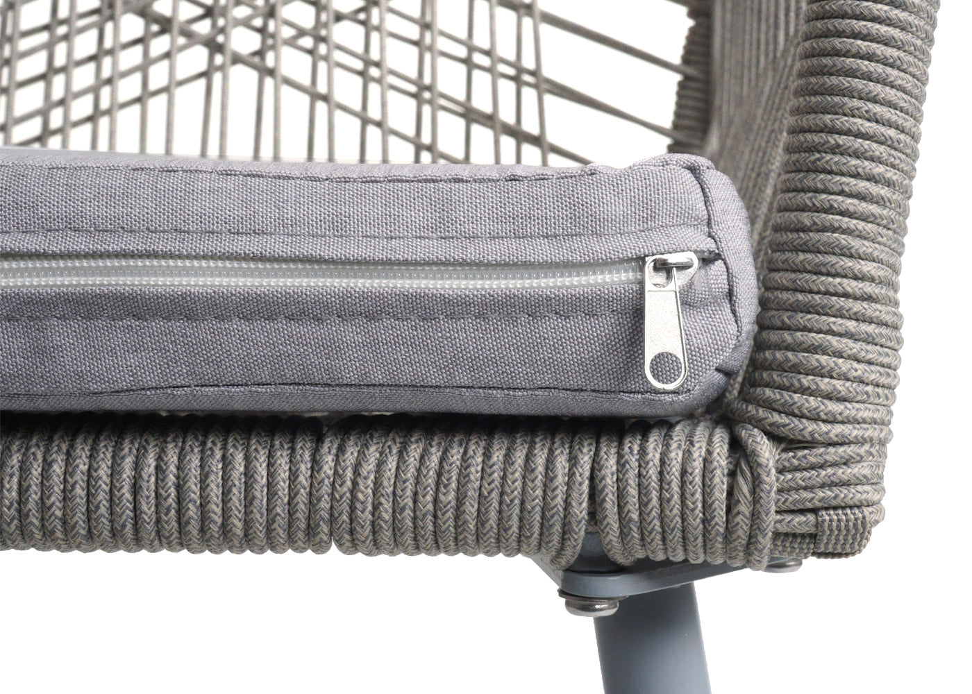 Cosmo Casa - Set van 2 Tuinstoelen - Zitbekleding - Aluminium - Touwgaas - Lichtgrijs - Lichtgrijze Bekleding