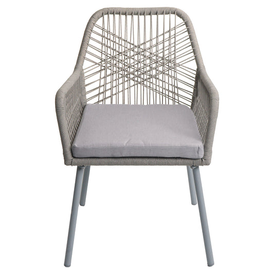 Cosmo Casa - Set van 2 Tuinstoelen - Zitbekleding - Aluminium - Touwgaas - Lichtgrijs - Lichtgrijze Bekleding