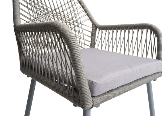 Cosmo Casa - Set van 2 Tuinstoelen - Zitbekleding - Aluminium - Touwgaas - Lichtgrijs - Lichtgrijze Bekleding