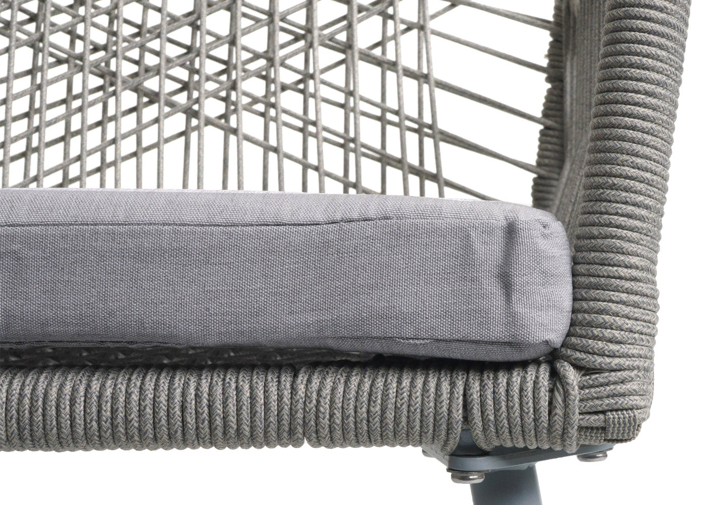 Cosmo Casa - Set van 2 Tuinstoelen - Zitbekleding - Aluminium - Touwgaas - Lichtgrijs - Lichtgrijze Bekleding