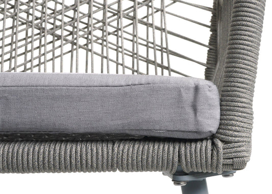 Cosmo Casa - Set van 2 Tuinstoelen - Zitbekleding - Aluminium - Touwgaas - Lichtgrijs - Lichtgrijze Bekleding