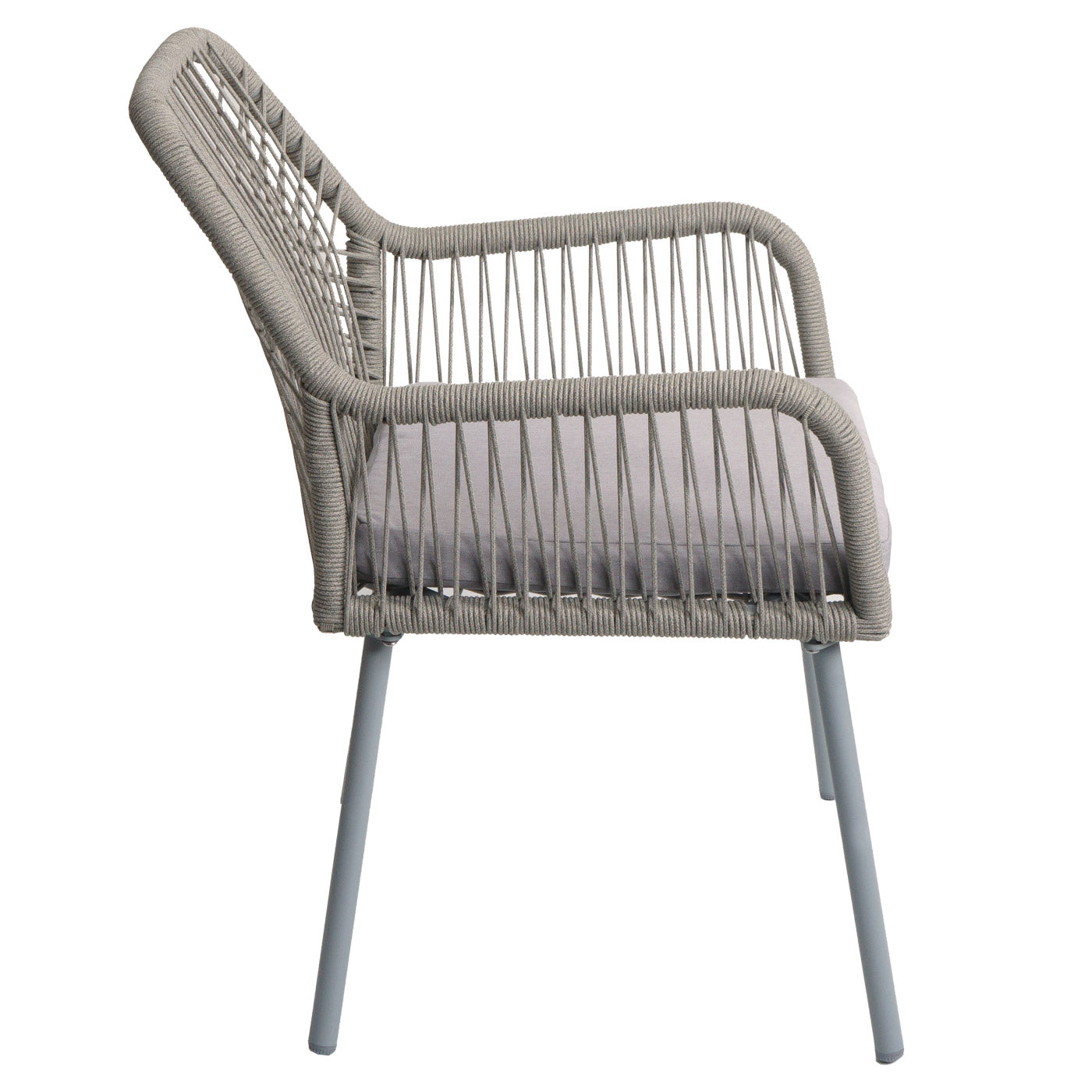 Cosmo Casa - Set van 2 Tuinstoelen - Zitbekleding - Aluminium - Touwgaas - Lichtgrijs - Lichtgrijze Bekleding