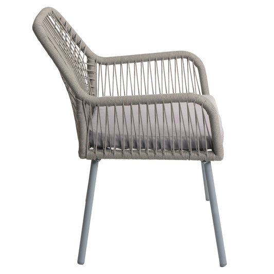 Cosmo Casa - Set van 2 Tuinstoelen - Zitbekleding - Aluminium - Touwgaas - Lichtgrijs - Lichtgrijze Bekleding