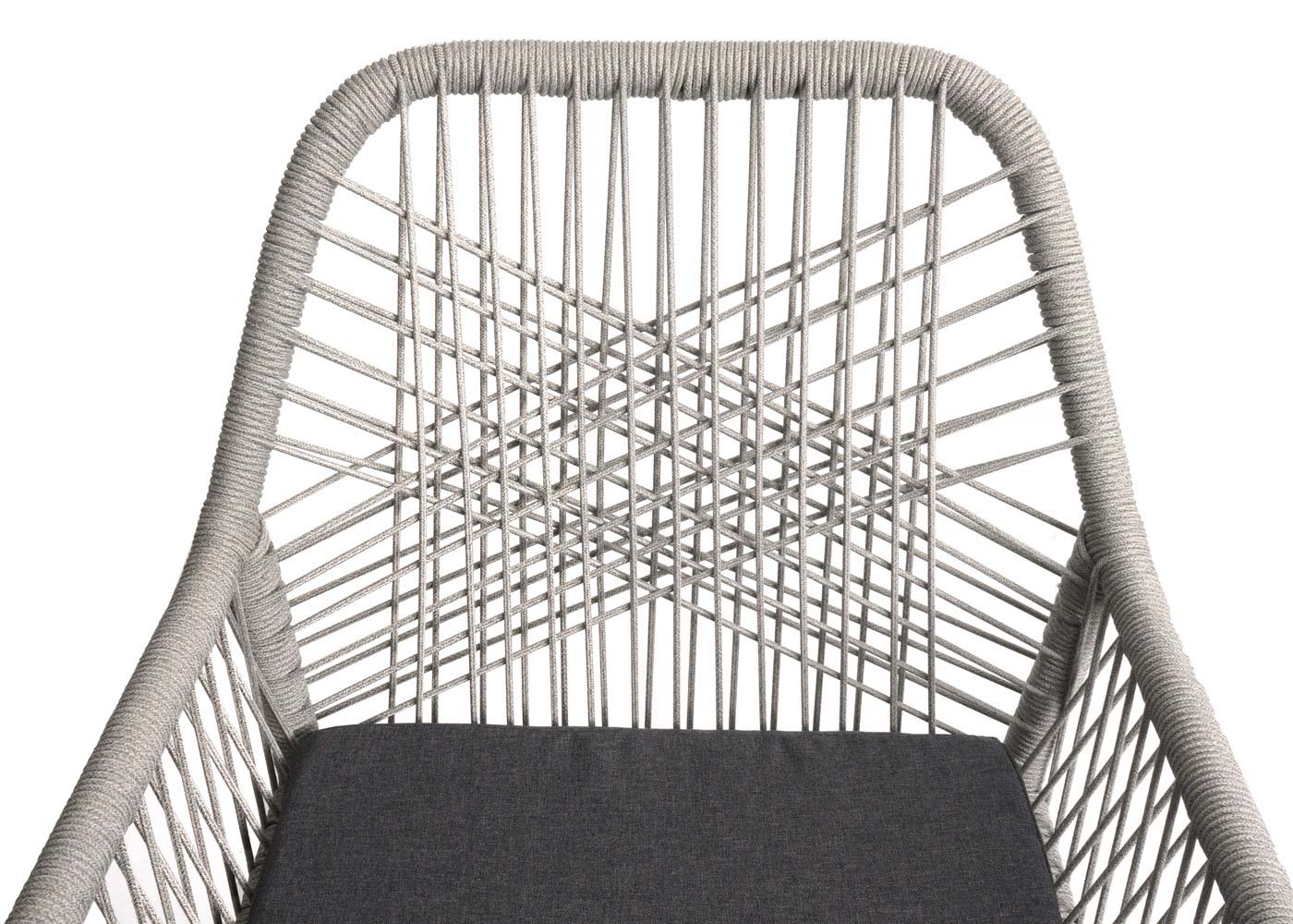 Cosmo Casa - Set van 2 Tuinstoelen - Zitbekleding - Aluminium - Touwgaas - Lichtgrijs - Donkergrijze Bekleding