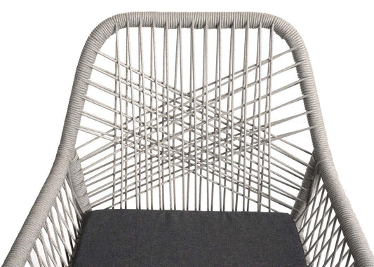 Cosmo Casa - Set van 2 Tuinstoelen - Zitbekleding - Aluminium - Touwgaas - Lichtgrijs - Donkergrijze Bekleding