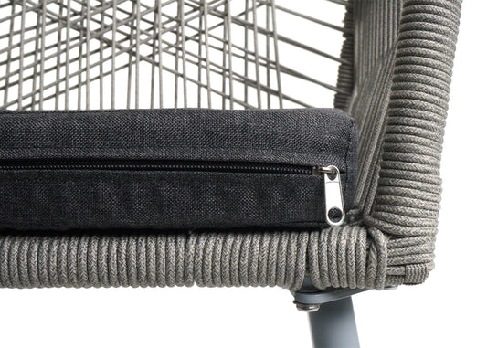 Cosmo Casa - Set van 2 Tuinstoelen - Zitbekleding - Aluminium - Touwgaas - Lichtgrijs - Donkergrijze Bekleding