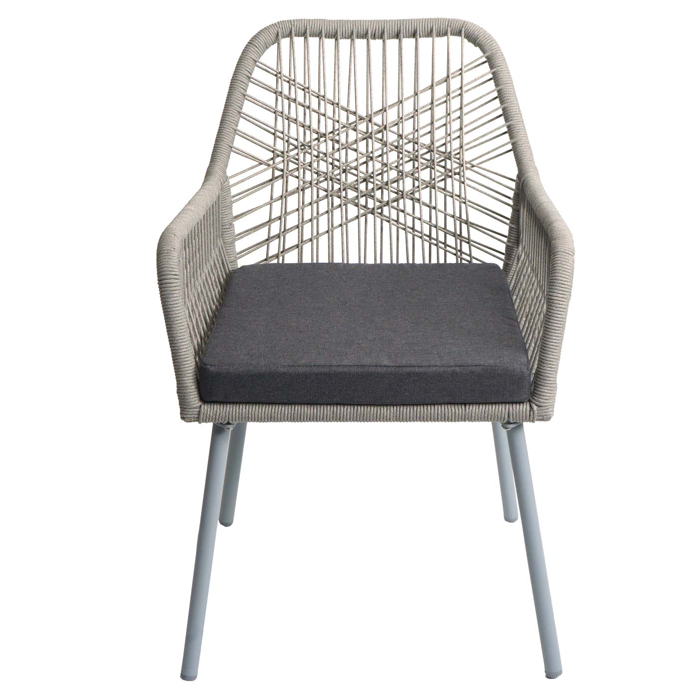 Cosmo Casa - Set van 2 Tuinstoelen - Zitbekleding - Aluminium - Touwgaas - Lichtgrijs - Donkergrijze Bekleding