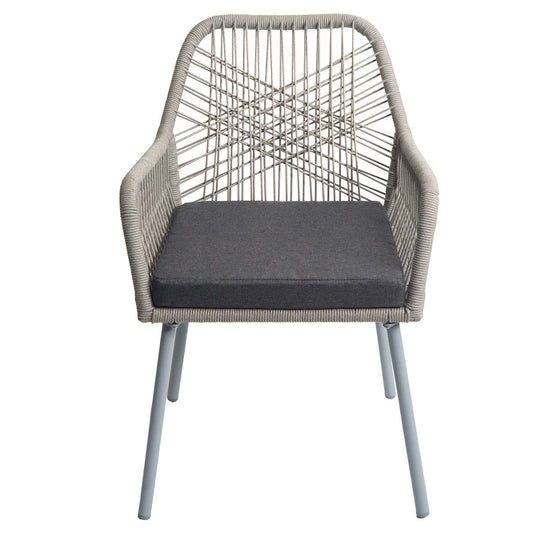 Cosmo Casa - Set van 2 Tuinstoelen - Zitbekleding - Aluminium - Touwgaas - Lichtgrijs - Donkergrijze Bekleding